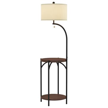 Timberlake Lavish Home Floor Lamp with End Table in Dark Brown, , large