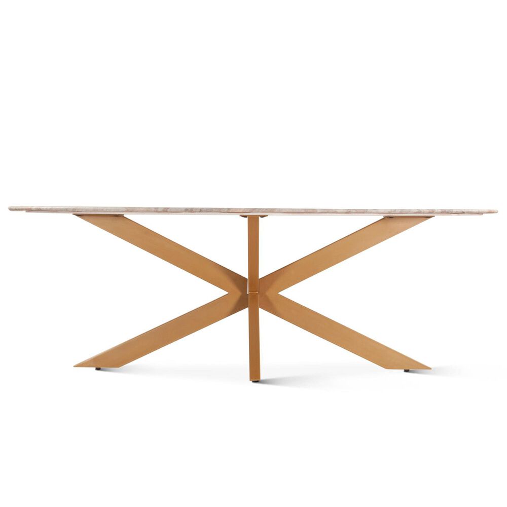 Home Trends &amp; Design Malibu Oval Dining Table in Antique Gold and Sawar White - Table Only, , large