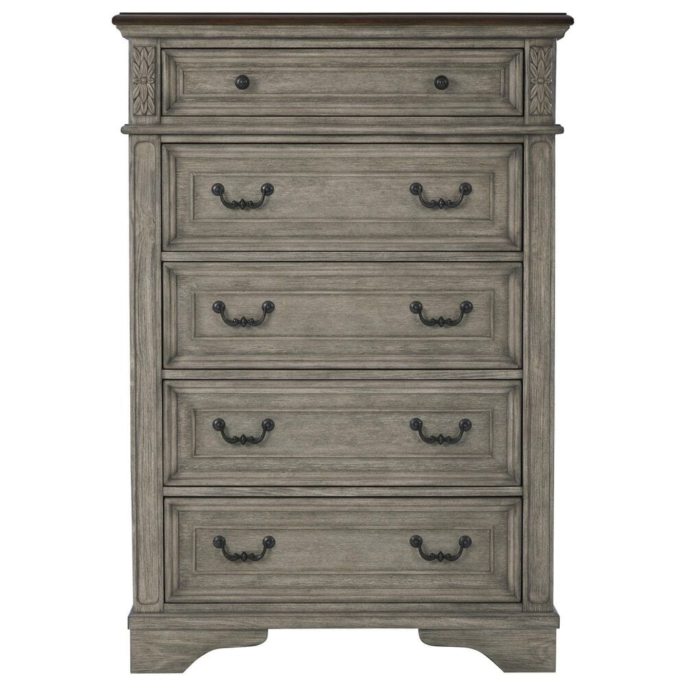 Signature Design by Ashley Lodenbay 5 Drawer Chest in Antiqued Gray and Walnut Brown, , large