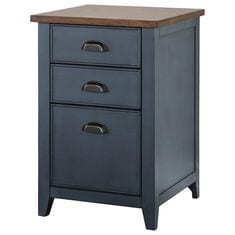 Wycliff Bay Fairmont 3-Drawer File Cabinet in Dusty Blue and Natural