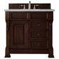 James Martin Brookfield 36" Single Bathroom Vanity in Burnished Mahogany with 3 cm Eternal Serena Quartz Top and Rectangle Sink, , large