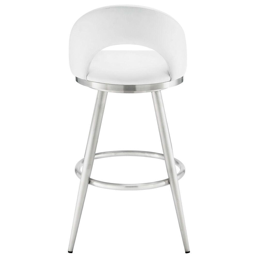 Blue River Charlotte Swivel Barstool with White Cushion in Brushed Stainless Steel, , large