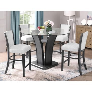 Claremont Camelia 24" Counter Stool in Black Finish and Gray Upholstery, , large