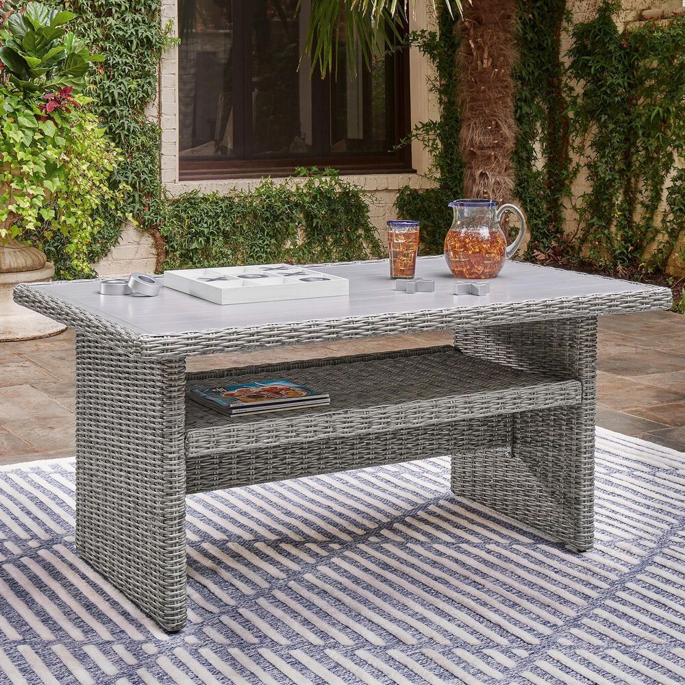 Signature Design by Ashley Naples Beach Patio Multi-Use Table in Light Gray - Table Only, , large