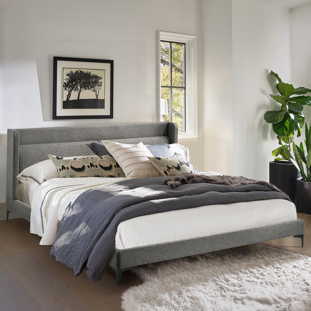 Blue River Legend King Platform Bed in Gray, , large