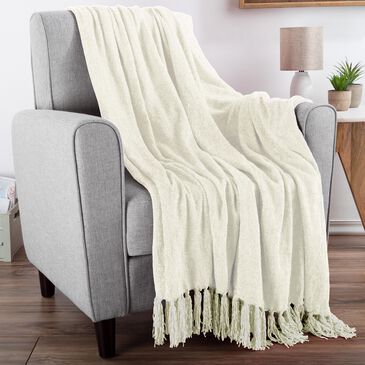 Timberlake LHC 60" x 70" Ultra Soft Chenille Throw in Ivory, , large