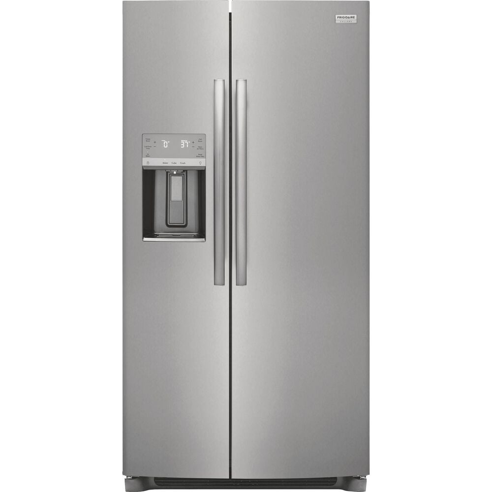 FRIGIDAIRE GALLERY 3 Piece Kitchen Package with 25.6 Cu. Ft. 36&quot; Standard Depth Side-by-Side Refrigerator, 30&quot; Front Control Electric Range with Total Convection, 24&quot; Built-In Bar Handle Dishwasher with CleanBoost in Stainless Steel, , large