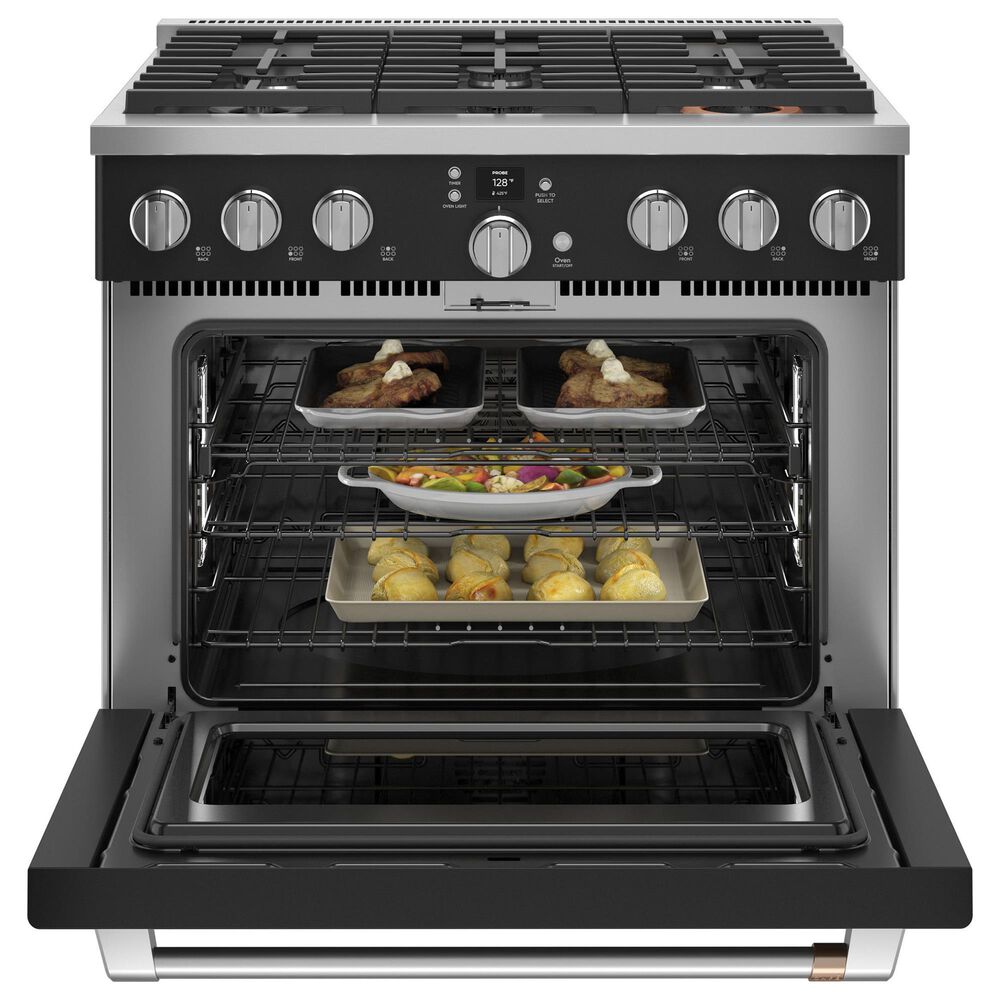 Cafe 5.75 Cu. Ft. Freestanding Dual Fuel Range in Matte Black and Brushed Stainless, , large