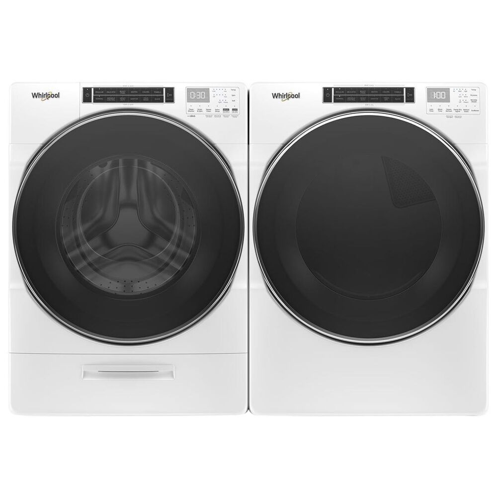 Whirlpool 5.0 Cu. Ft. Front Load Washer and 7.4 Cu. Ft. Electric Dryer Pair in White, , large