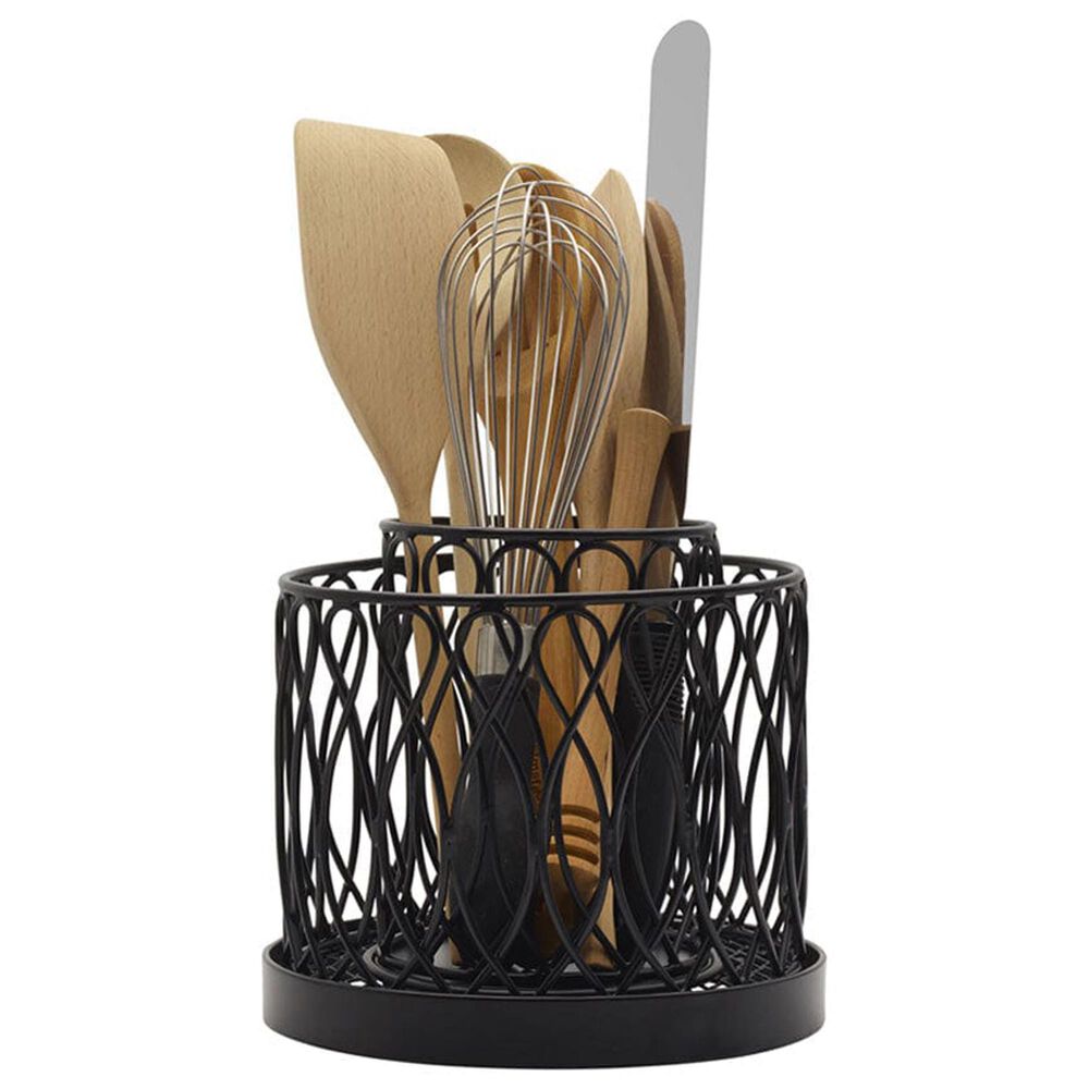 Lifetime Brands Twist Loop Rotating 2-Tier Utensil Holder in Black, , large