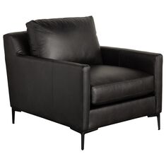 Fulton Home Austin Leather Accent Chair in Telluride Carbon