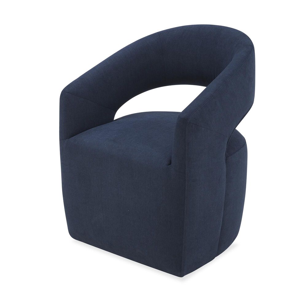 Interlochen Contemporary Dining Arm Chair in Polyester Petyon Navy Blue, , large