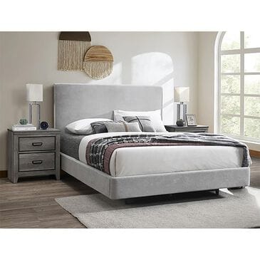 Claremont Nirvana Gray Upholstered King Panel Bed in Gray, , large