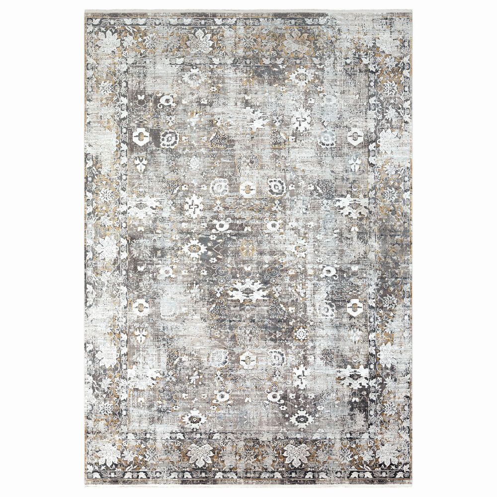 Surya Solar 12" x 15" Black, Gray, Charcoal, Saffron and White Area Rug, , large