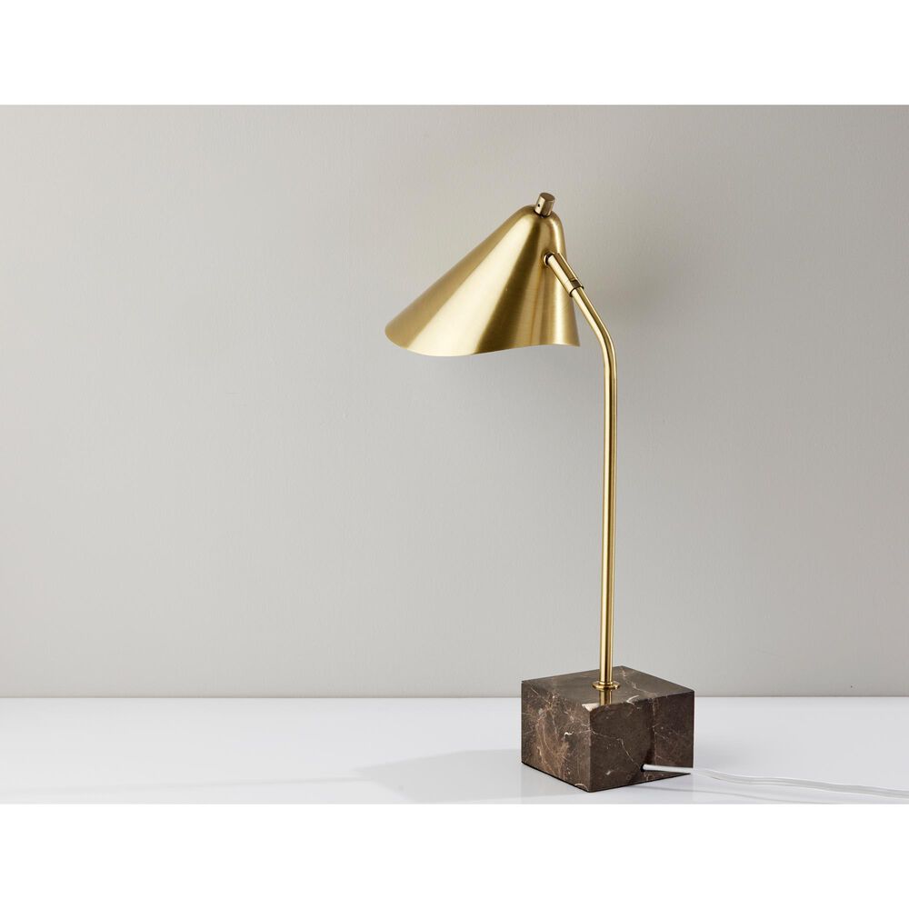 Adesso Hawthorne Desk Lamp in Antique Brass and Brown, , large