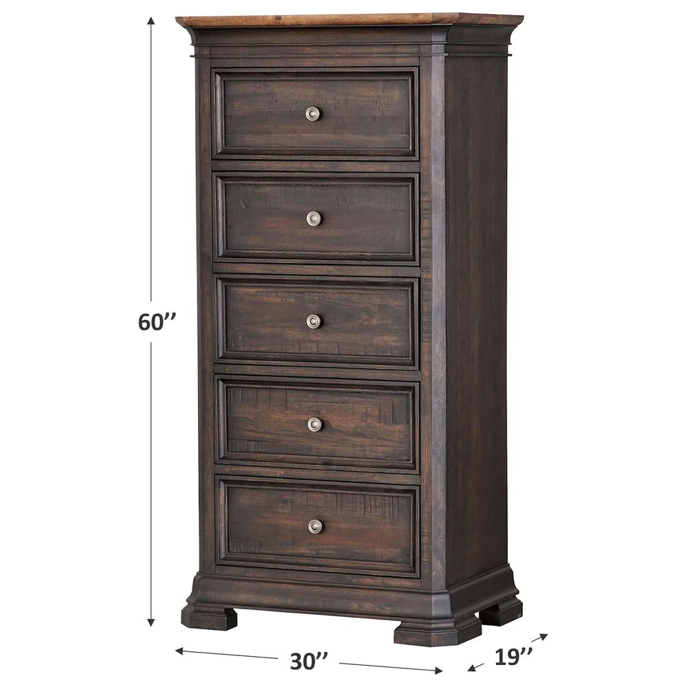 Napa Furniture Design Grand Louie 5-Drawer Lingerie Chest in Ebony and Wheat, , large