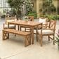 Walker Edison 6-Piece Patio Dining Set with Bench and Cushions in Brown, , large