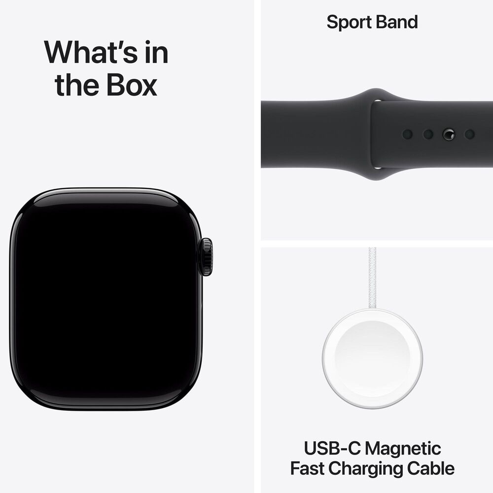 Apple Watch Series 10 GPS 42mm Jet Black Aluminum Case with Black Sport Band - M/L &#40;Pre-Order&#41;, , large