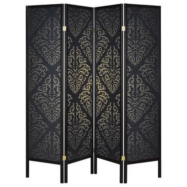 Pacific Landing Haidera 4-Panel Folding Screen in Black and Gold, , large
