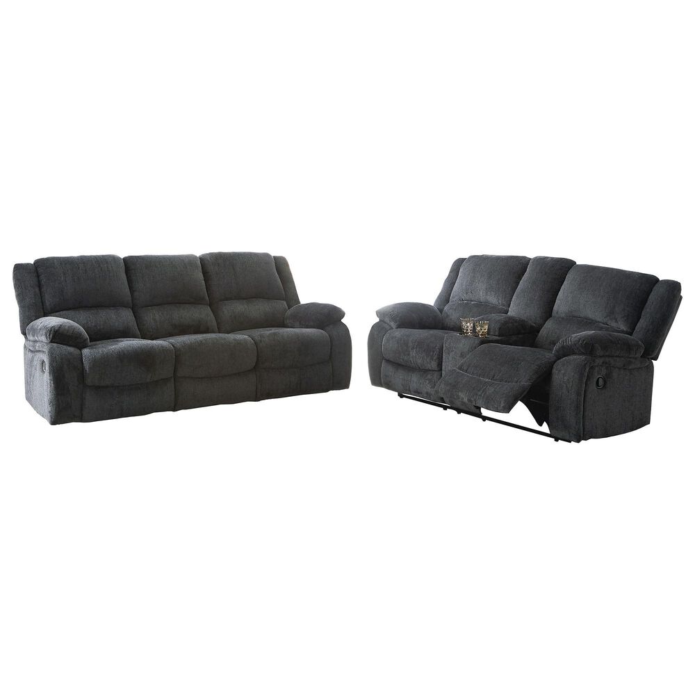 Signature Design by Ashley Draycoll Manual Reclining Sofa and Loveseat Set in Slate, , large