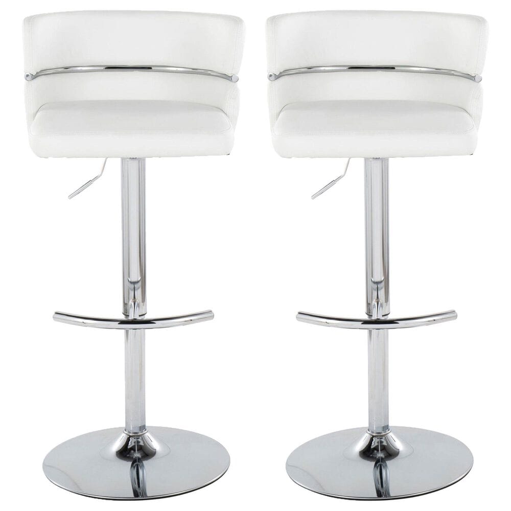 Lumisource Cinch Claire Swivel Adjustable Bar Stool with White Cushion in Chrome &#40;Set of 2&#41;, , large