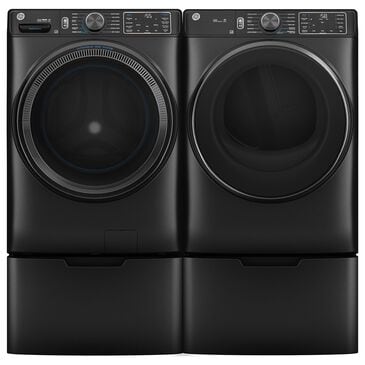 G.E. 5 Cu. Ft. Front Load Washer and 7.8 Cu. Ft. Electric Dryer Laundry Pair with 16" Pedestal in Carbon Graphite, , large