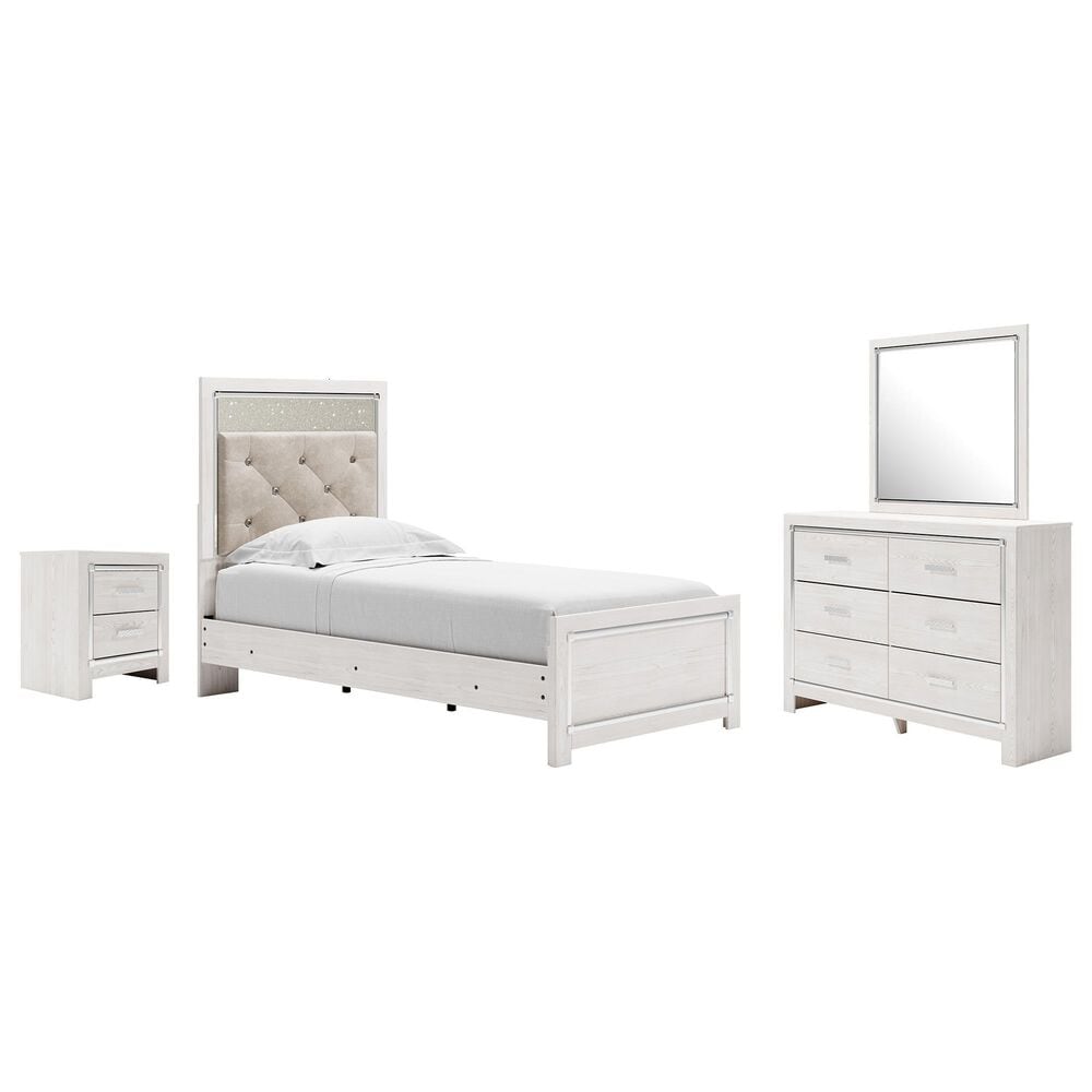 Signature Design by Ashley Altyra 4 Piece Twin Panel Bedroom Set in White with LED Headboard, , large