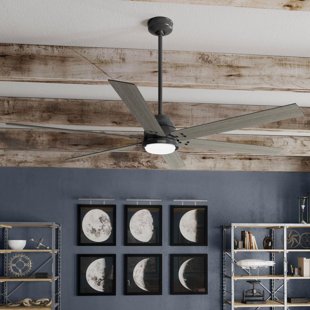 Hunter Gravity 72&quot; Ceiling Fan with LED Light in Matte Black, , large