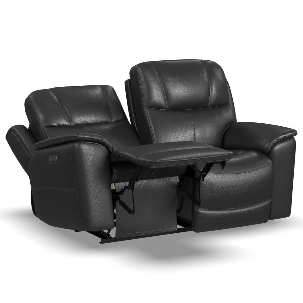 Flexsteel Crew Power Reclining Loveseat with Power Headrests and Lumbar in Raven, , large