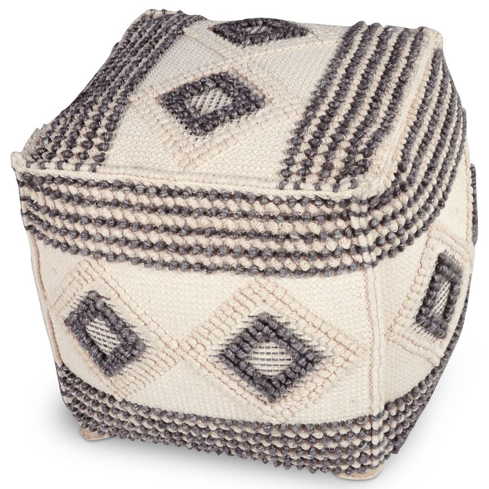 Steve Silver Dalia Pouf in Ivory, Gray, and Black, , large