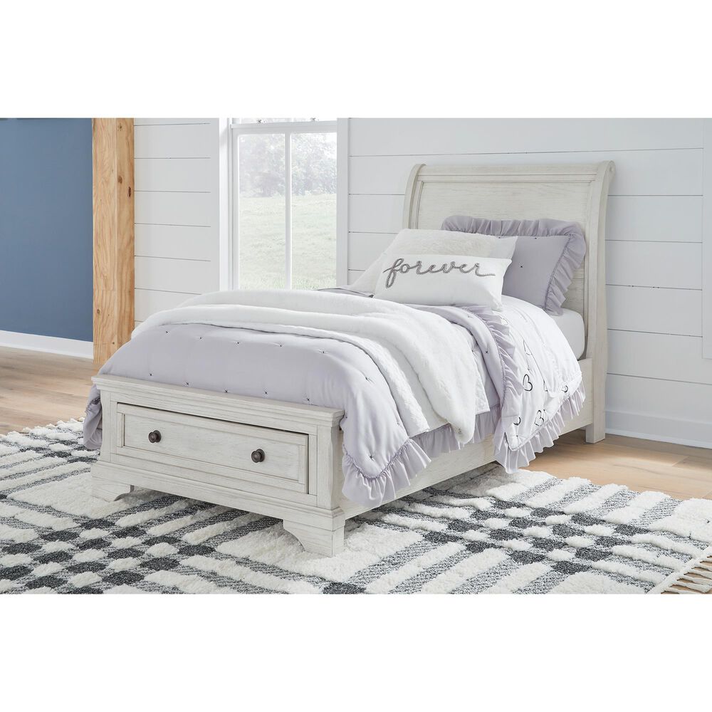 Signature Design by Ashley Robbinsdale Twin Storage Sleigh Bed in Antique White, , large