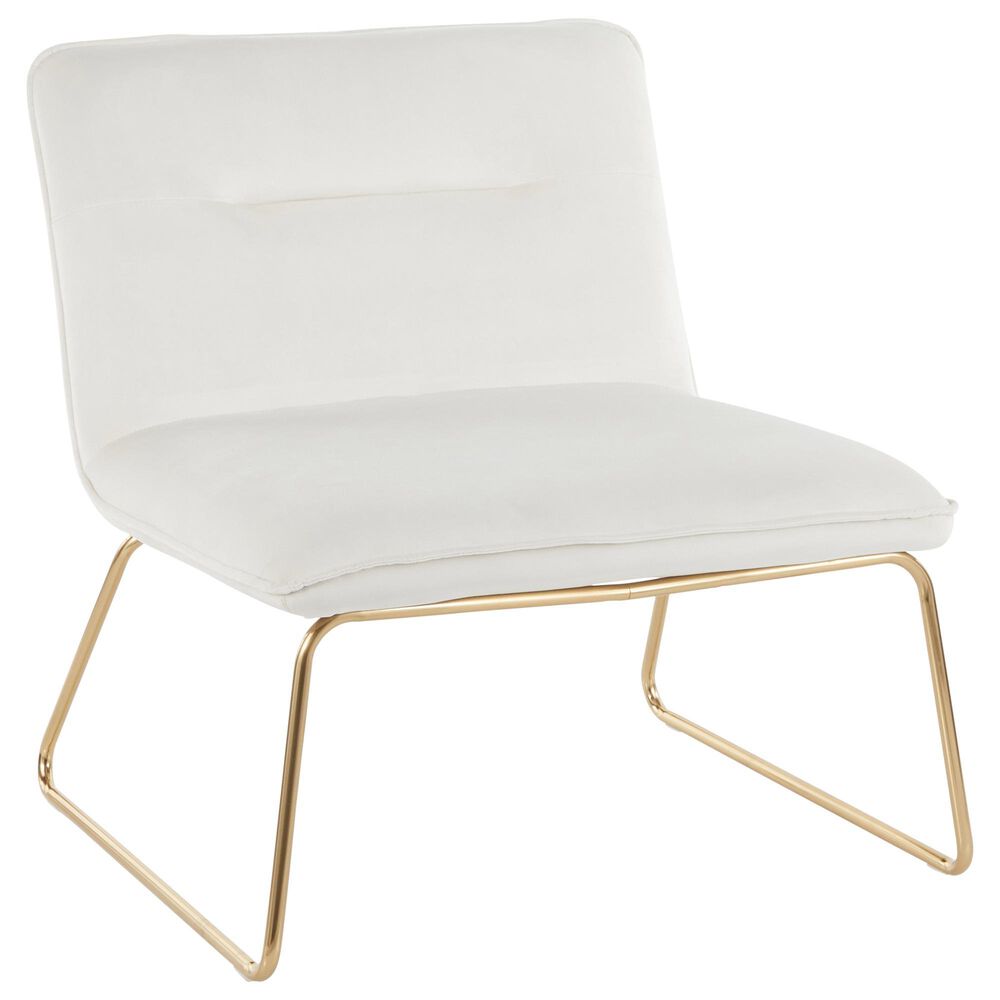 Lumisource Casper Accent Chair in Cream Velvet and Gold, , large