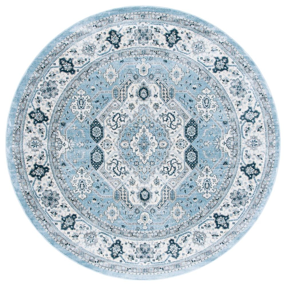 Safavieh Isabella 6"7" Round Blue and Creme Area Rug, , large