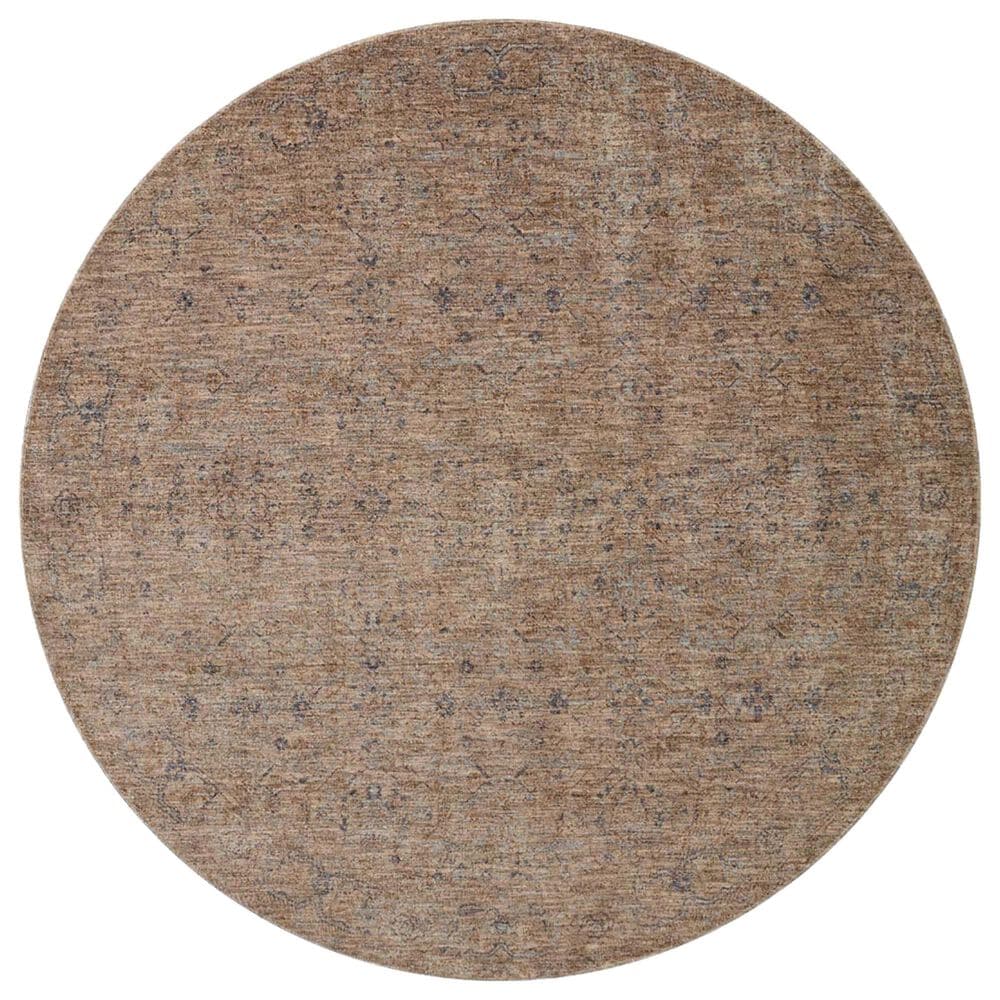 Angela Rose Blake 5"3" Round Taupe and Blue Area Rug, , large