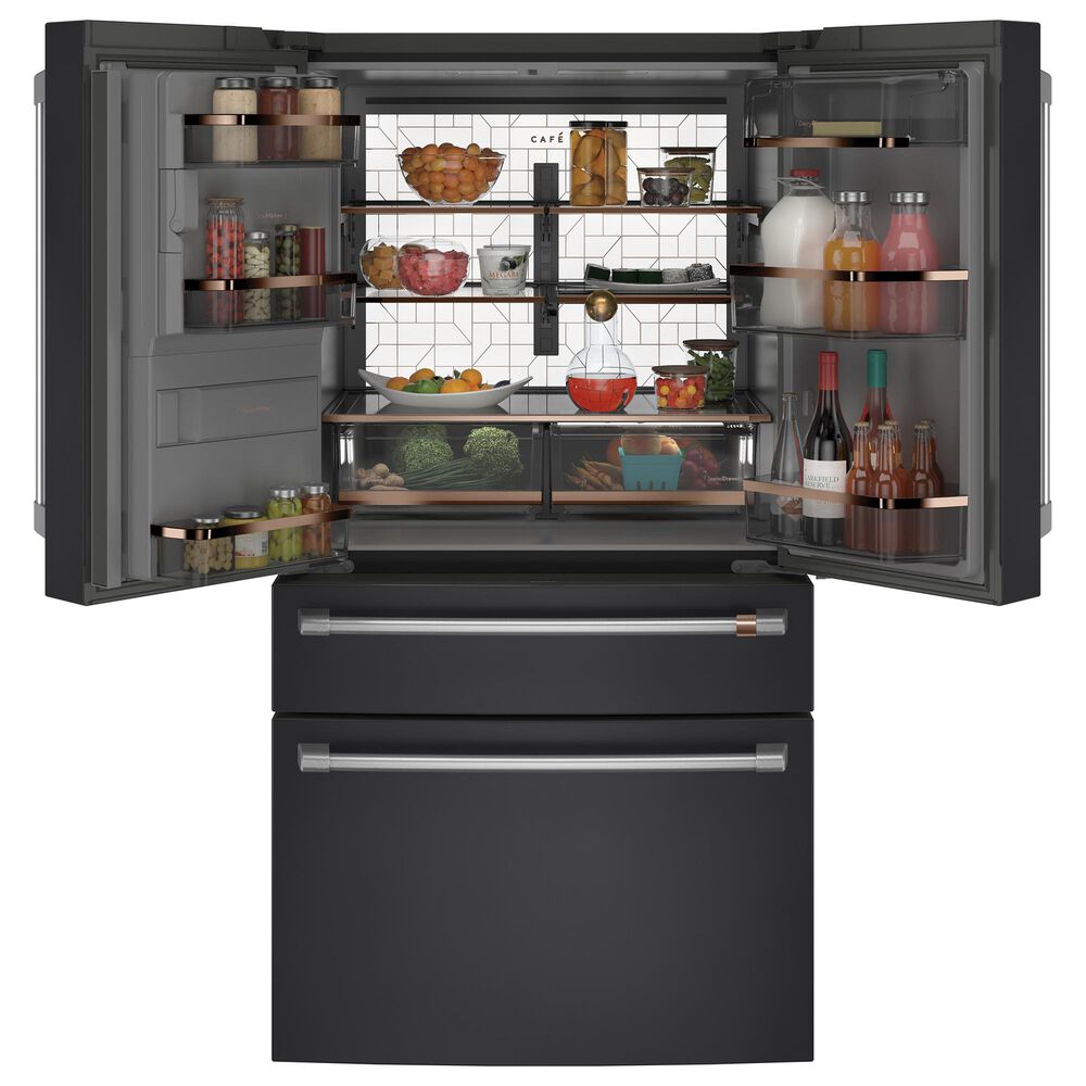 Cafe 27.8 Cu. Ft. Capacity 4-Door Smart French Door Refrigerator in Matte Black, , large