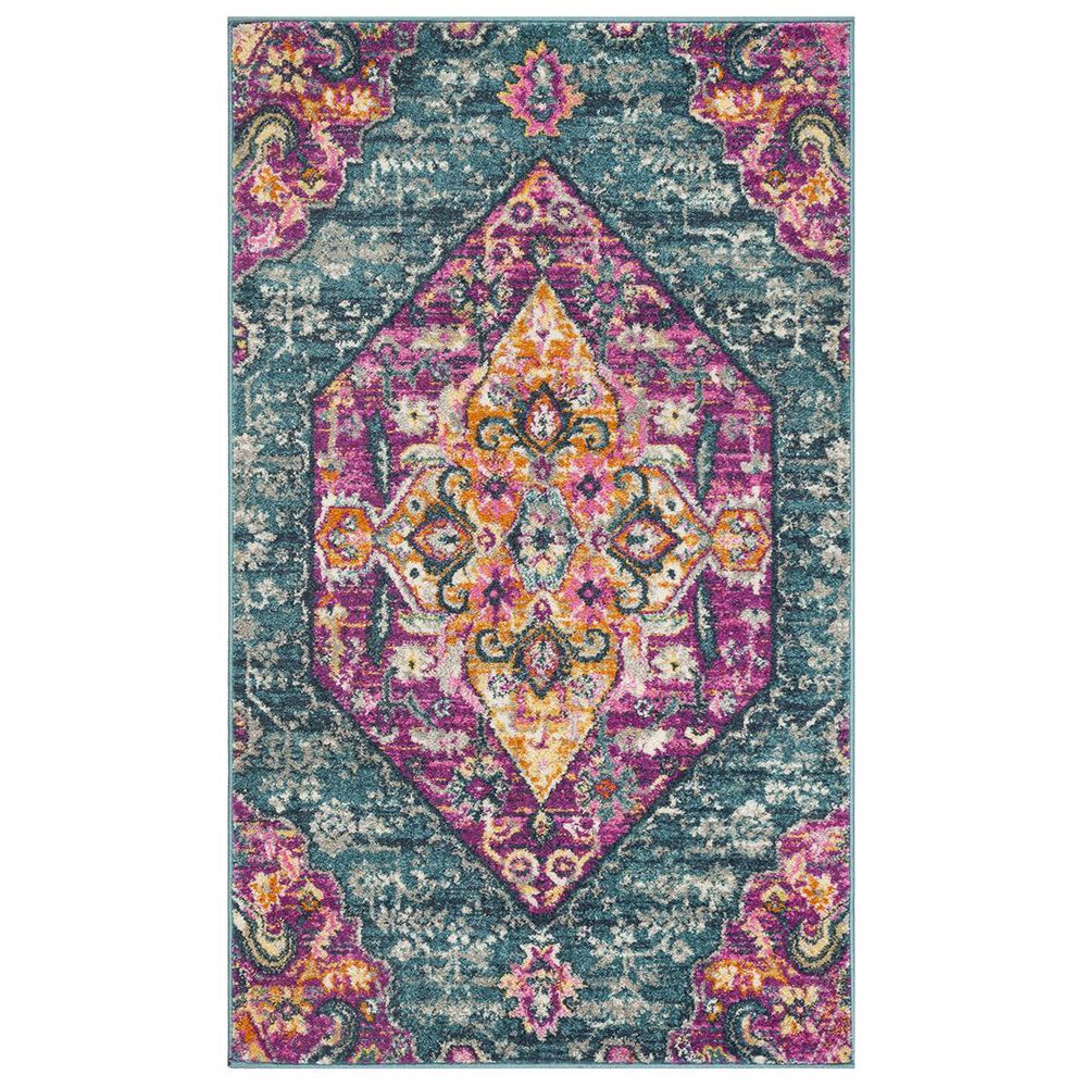 Safavieh Madison MAD119C-3 3" x 5" Blue/Fuchsia Area Rug, , large