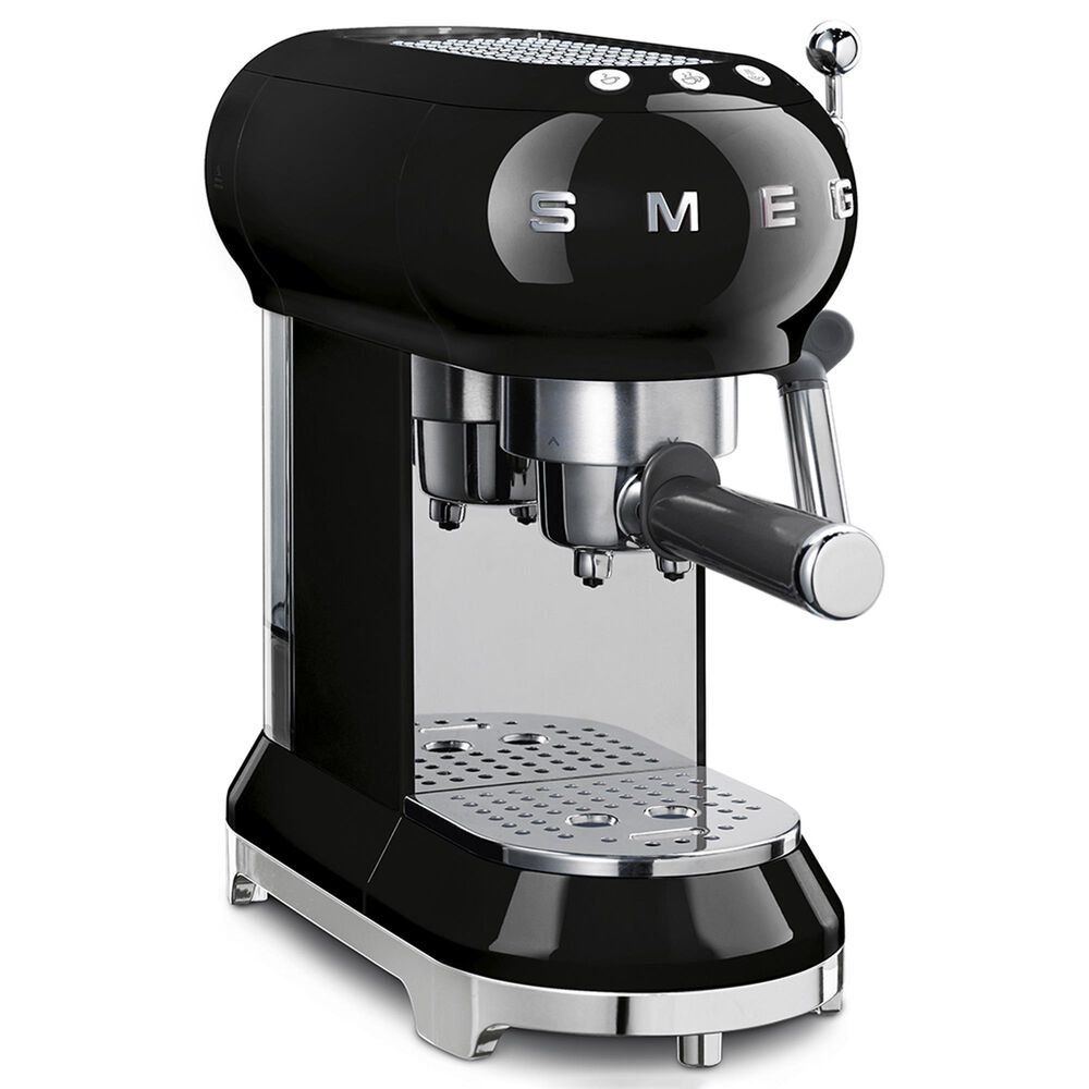 Smeg 33.81 Oz Espresso Manual Coffee Machine in Black and Polished Chrome, , large