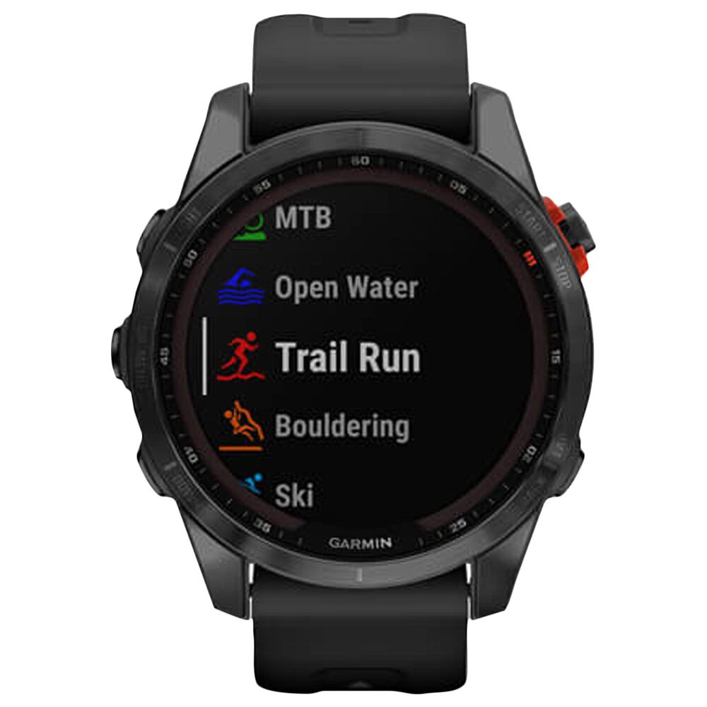 Garmin Fenix 7S Solar Edition GPS Smartwatch 42mm Slate Gray Case with Black Band, , large