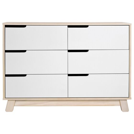 Babyletto Hudson 6 Drawer Double Dresser in Washed Natural and White