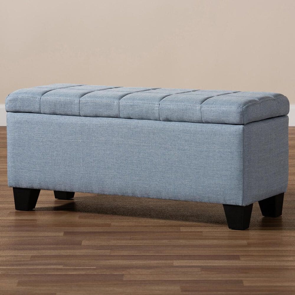 Baxton Studio Fera Storage Ottoman In Blue Nebraska Furniture Mart