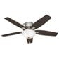 Hunter Newsome Low Profile 52" Ceiling Fan with Lights in Brushed Nickel, , large