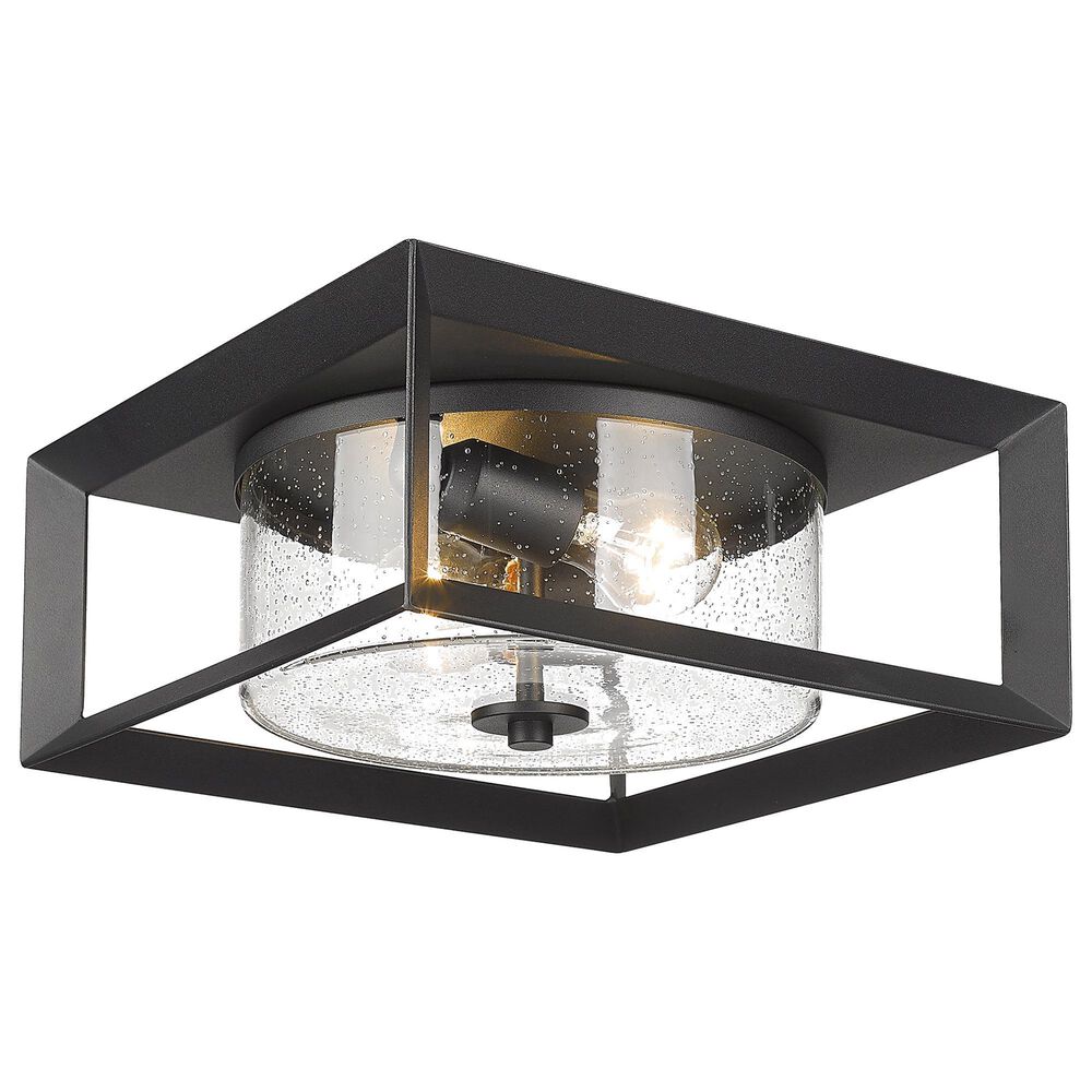 Golden Lighting Smyth 2-Light Outdoor Flush Mount with Seeded Glass Shade in Natural Black, , large