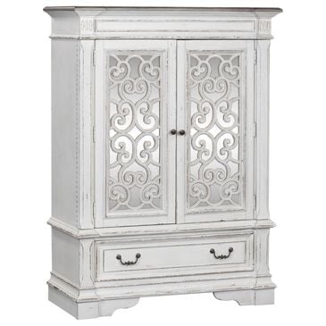 Belle Furnishings Abbey Park Mirrored Door Chest in White, , large