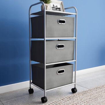 Timberlake Lavish Home 3-Drawer Storage Cart in Gray/Silver, , large