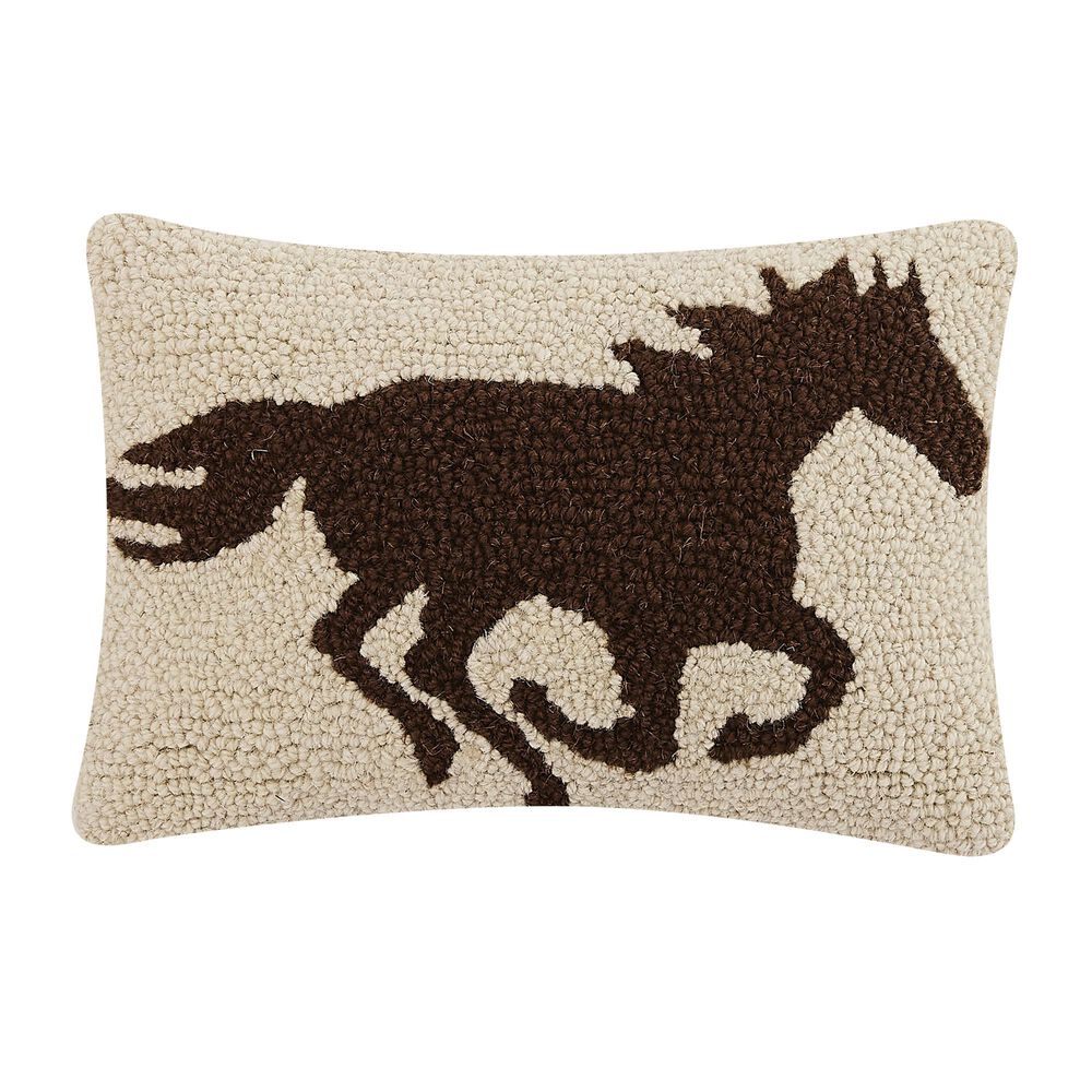 Peking Handicraft Racehorse Throw Pillow in Brown, , large