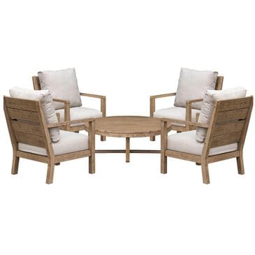 Gathercraft Acacia 5-Piece Coffee Table & Chairs in Greige, , large