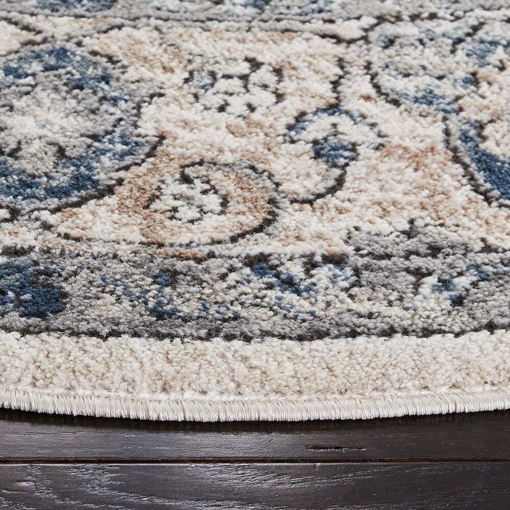 Safavieh Oregon 6&#39;7&quot; Round Ivory and Blue Area Rug, , large