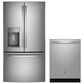 GE 2-Piece Kitchen Package with 27.7 Cu. Ft. French-Door Refrigerator and Rounded Handle Dishwasher in Fingerprint Resistant Stainless, , large