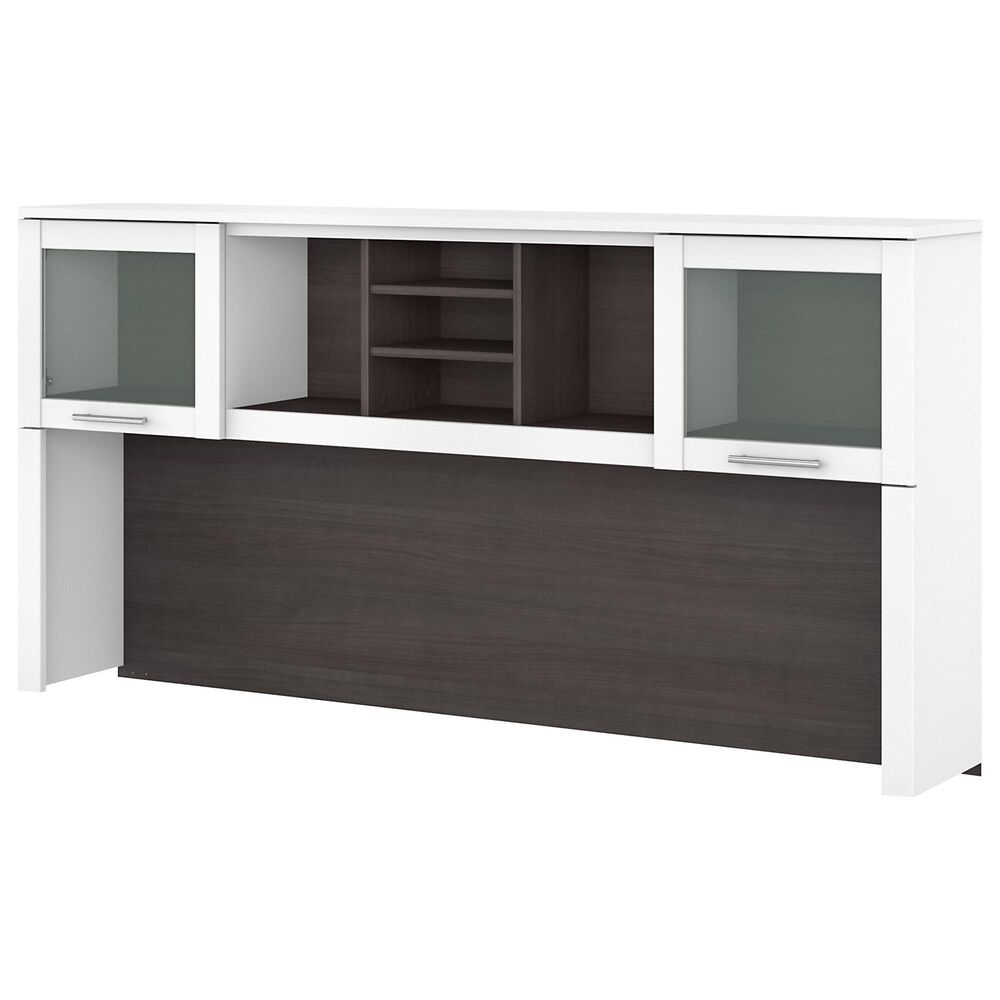 Bush Somerset 72&quot; L-Shaped Desk with Hutch in Storm Gray and White, , large