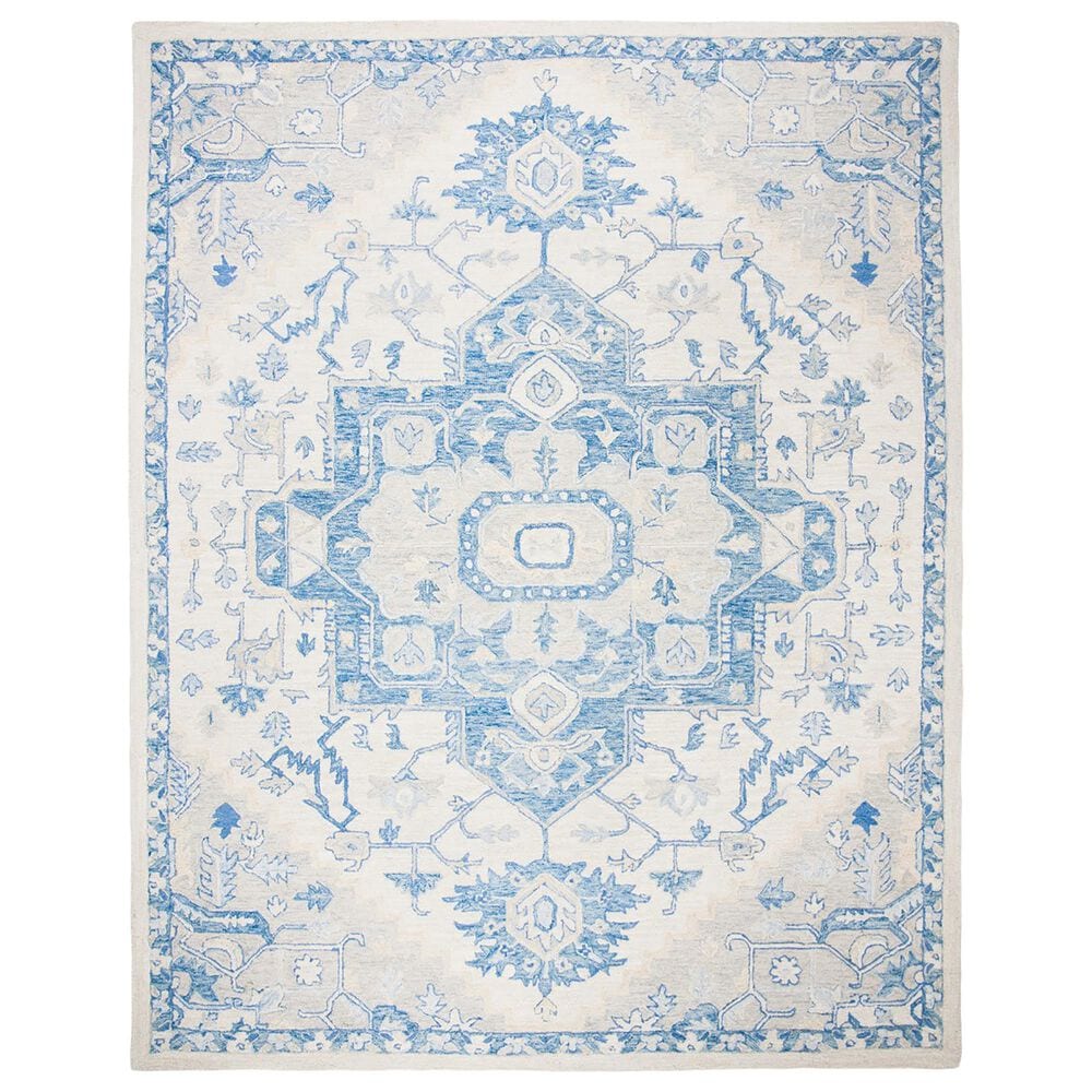 Safavieh Micro-Loop 11" x 15" Ivory and Blue Area Rug, , large